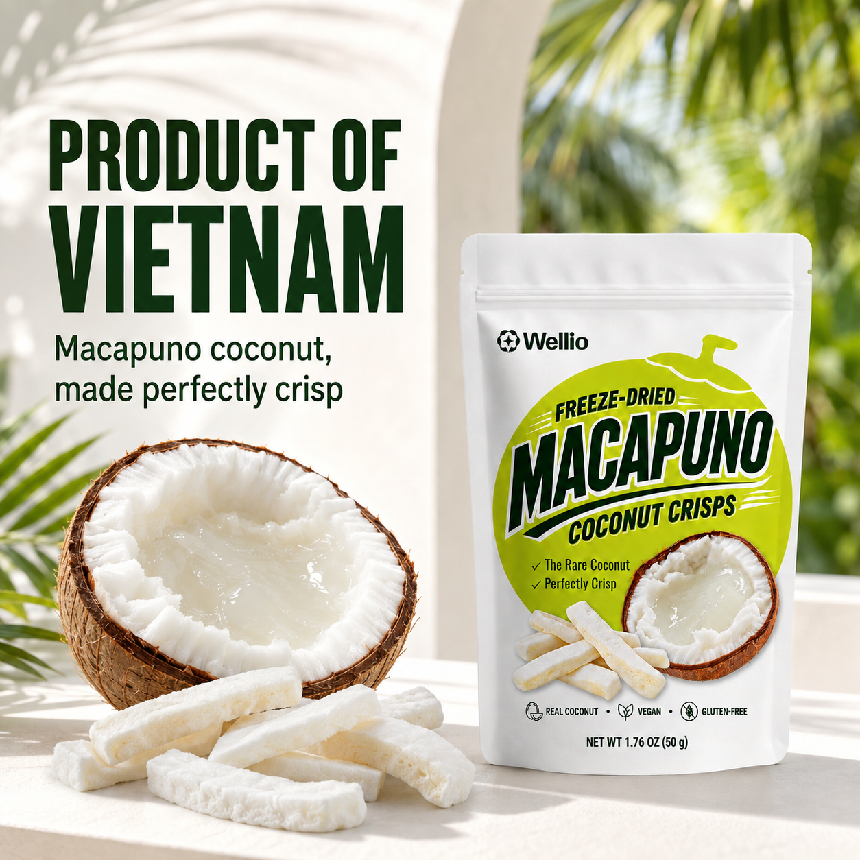Premium Freeze Dried Macapuno Coconut, The Rare Coconut, Single Pouch