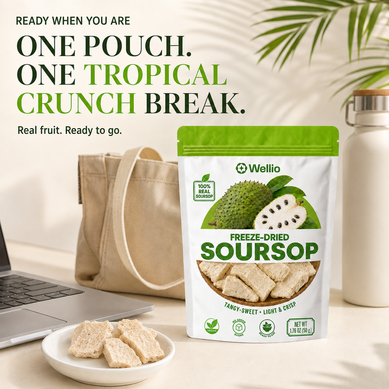Freeze-Dried Soursop — Tangy-Sweet Tropical Crisps, 100% Real Fruit, No Added Sugar