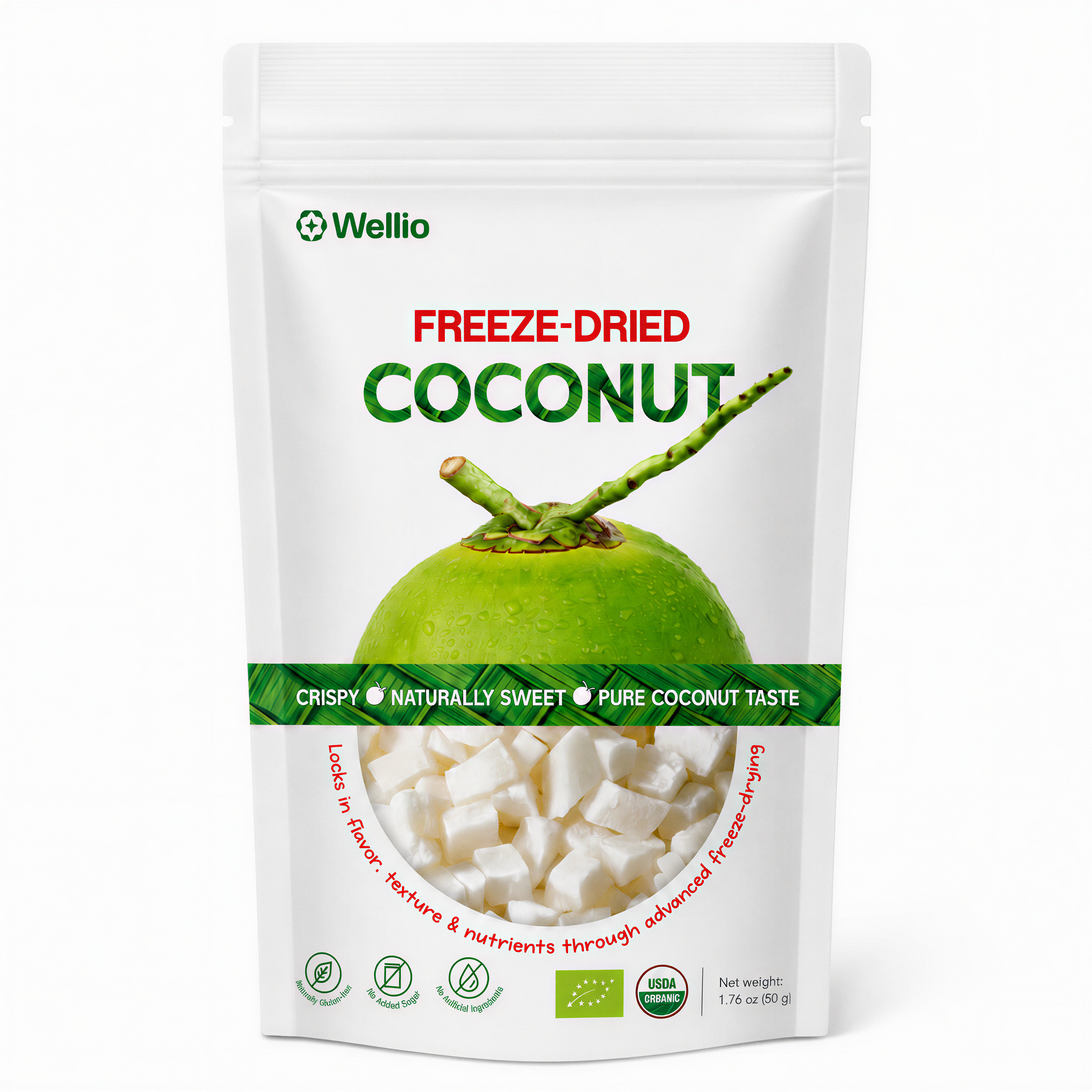 Premium Freeze Dried Coconut - 100% Real Coconut, No Sugar Added, Crunchy Tropical Snack, Keto & Vegan Friendly, Non-GMO