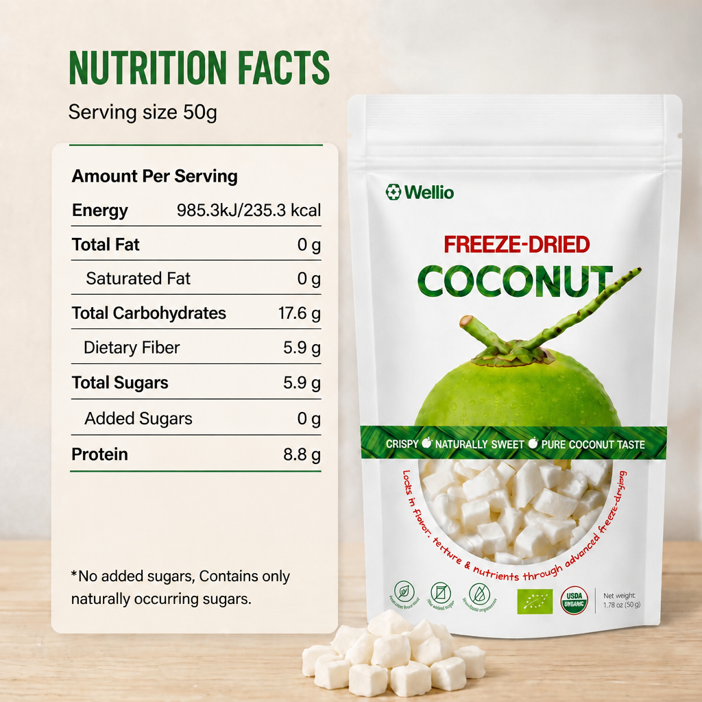 Premium Freeze Dried Coconut - 100% Real Coconut, No Sugar Added, Crunchy Tropical Snack, Keto & Vegan Friendly, Non-GMO