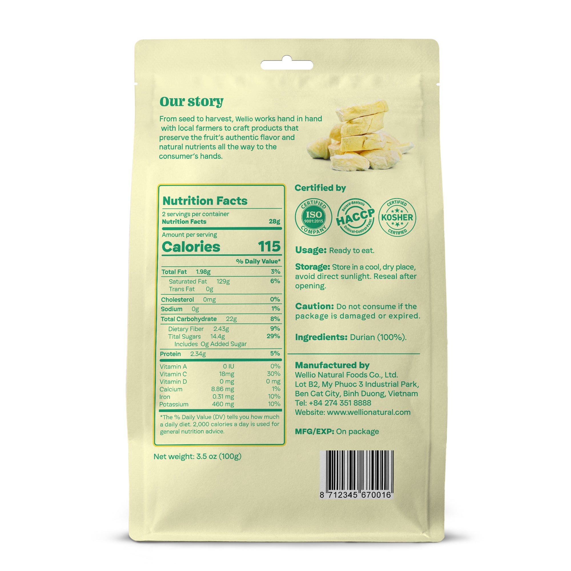 Freeze-Dried Durian: The Crunchy "King of Fruits" – Authentic Taste of Vietnam (Non-GMO & Nutrient Rich)