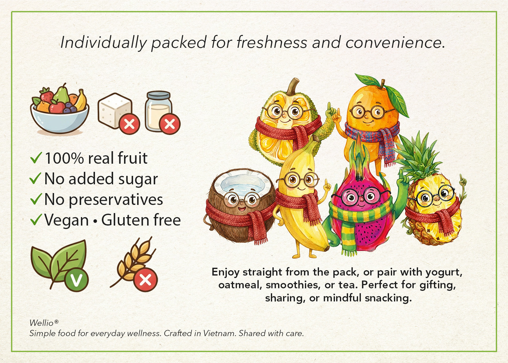 Tropical Freeze-Dried Fruit Gift Box (6 Variety Packs) - 100% Real Fruit (Mango, Pineapple, Banana, Coconut, Dragon Fruit, Jackfruit) - No Sugar Added, Gluten-Free, Clean Eating